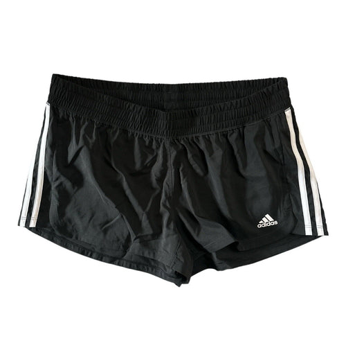 Adidas Pacer Shorts Women's Black/White Size XXL 3 Stripe Knit Polyester Gym