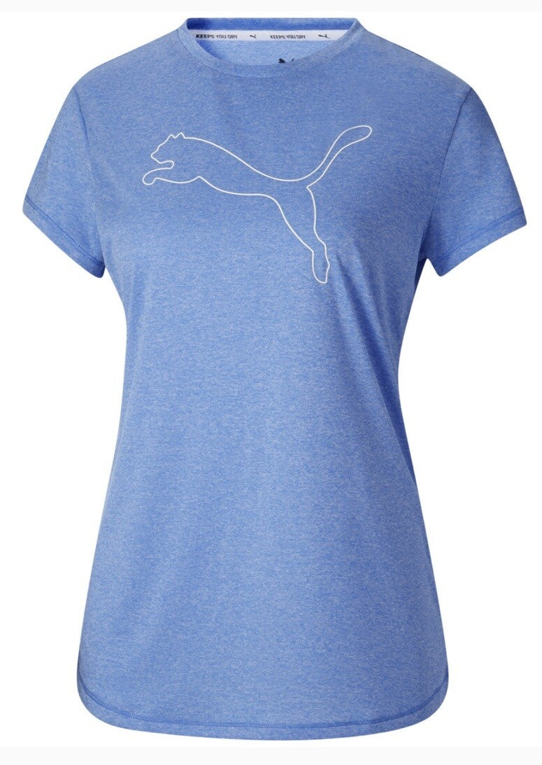 Puma Women's Heather Performance Logo Graphic T-Shirt Blue M