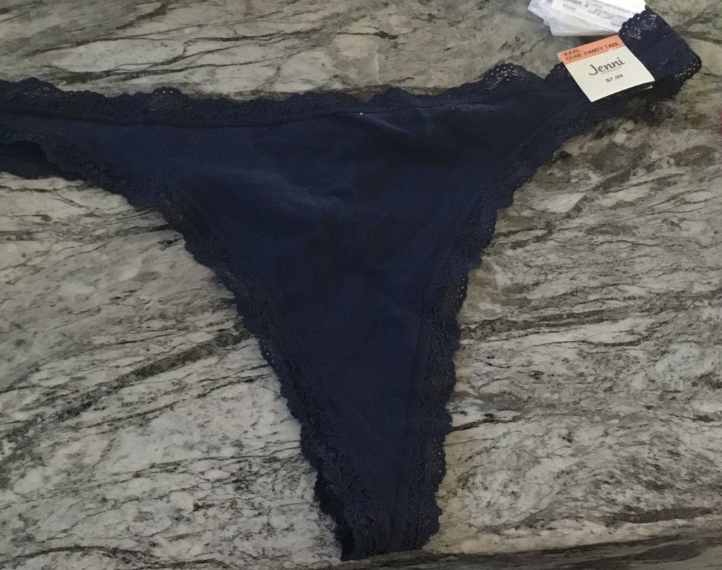 Jenni Women's Lace-Trim Thong Navy Sail XXXL