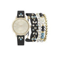 Jessica CarlyleWomen's Analog Black Jeweled Strap Watch 34mm Matching Bracelets