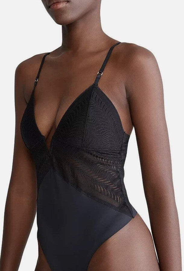 Calvin Klein Minimalist Micro Lace Bodysuit Black Small