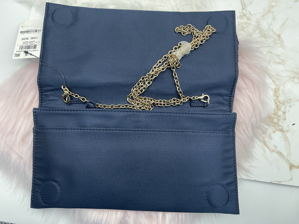 Inc International Party/evening Hand Bag One Size Satin Navy