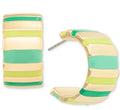 On 34th Gold-Tone Striped Medium Hoop Earrings, 1.2", Green
