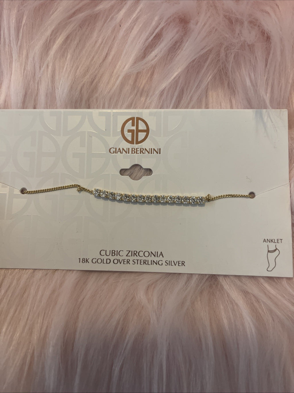 Giani Bernini Cubic Zirconia Linear Ankle Bracelet, Created for Macy's - GOLD