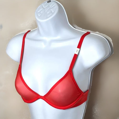 CALVIN KLEIN Women's Sheer Marquisette Unlined Plunge Bra QF6727 NEW w TAGS 32C