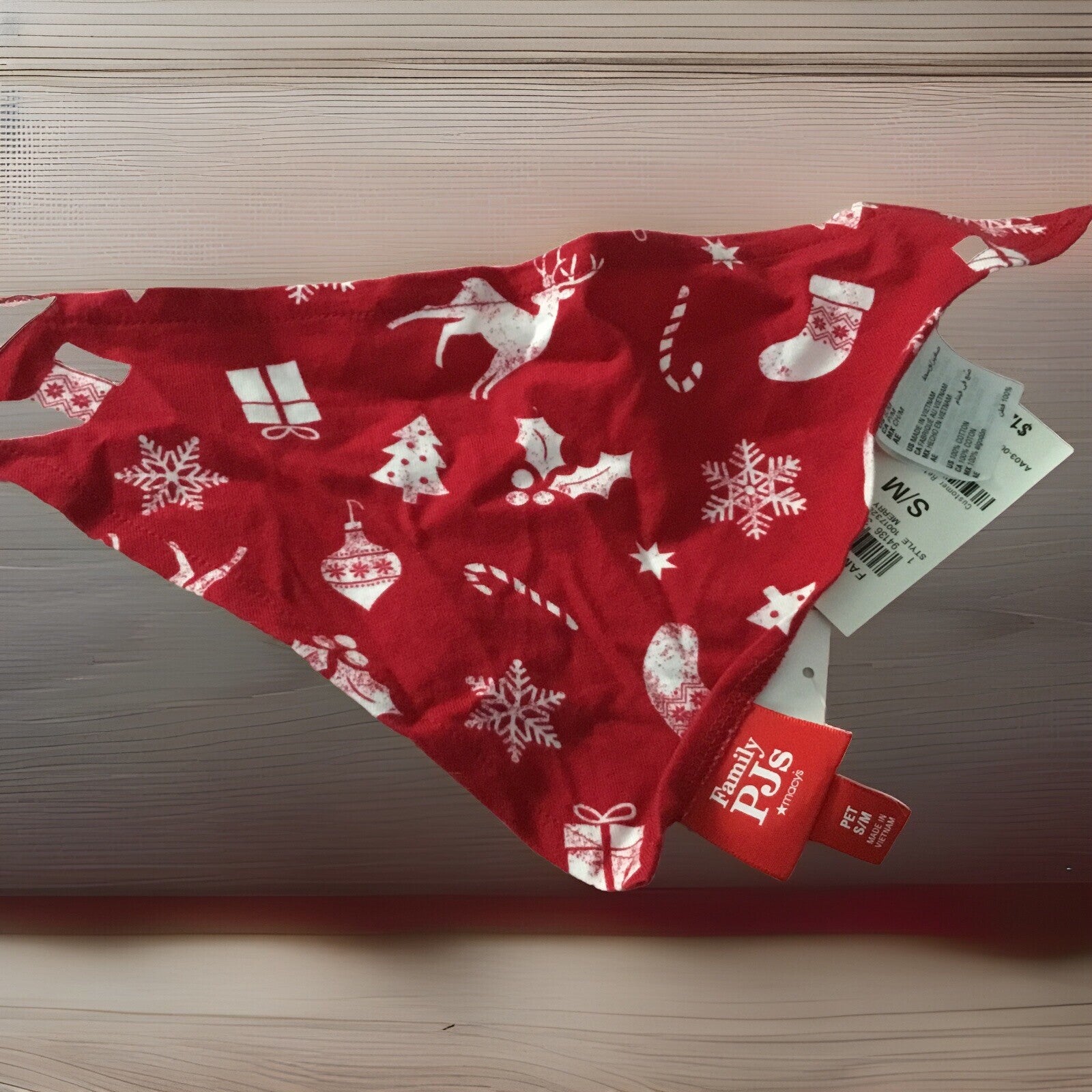 Family Pajamas Matching Merry Cotton Printed Pet Bandana S/M Red