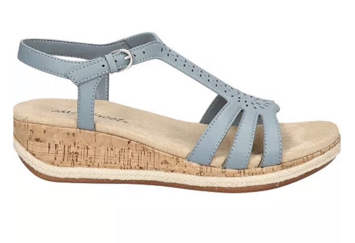 Easy Street Women's Dorinda Wedge Sandals Blue 12 W