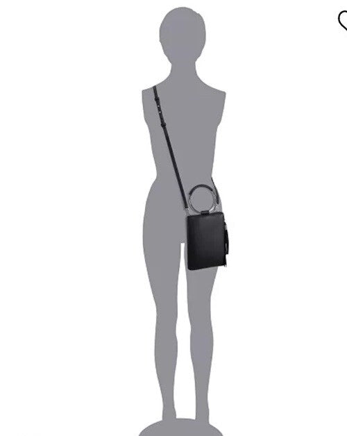 INC Charlii Velvet bangle handle faux-leather crossbody bag clutch - BLACK