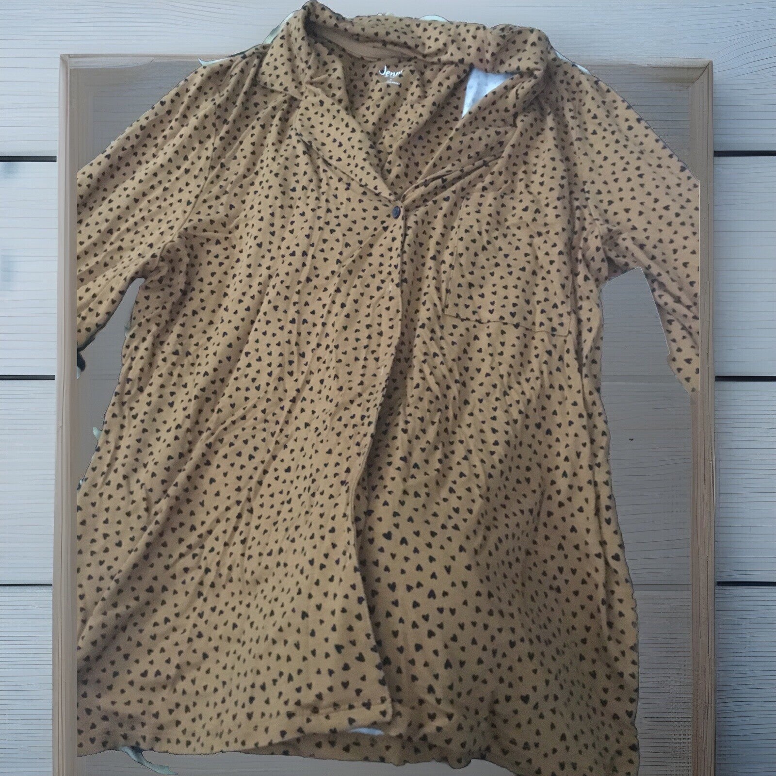 Jenni Women’s Super soft Notched Collar Pajama Top Tiny Hearts XL