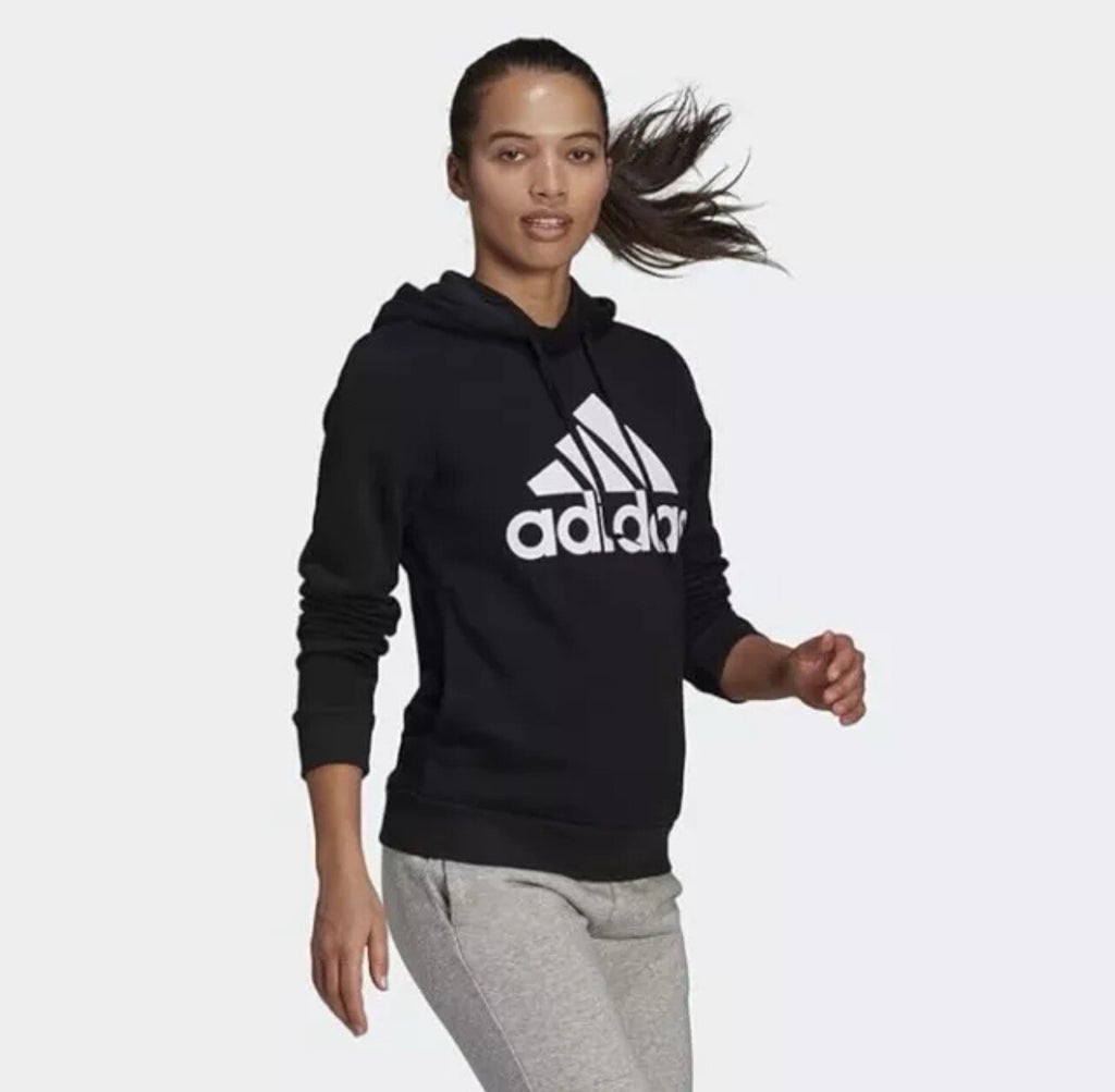 NEW Women's Adidas Essentials Black Logo Fleece Hoodie Size Small MSRP $50.00