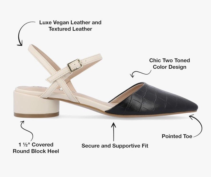 Journee Collection Women's Brynn Block Heel Pointed Toe Flats Black 10