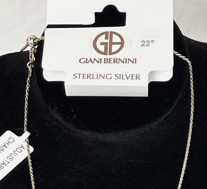 Giani Berni Rope Chain Adjustable 22 Necklace Silver 