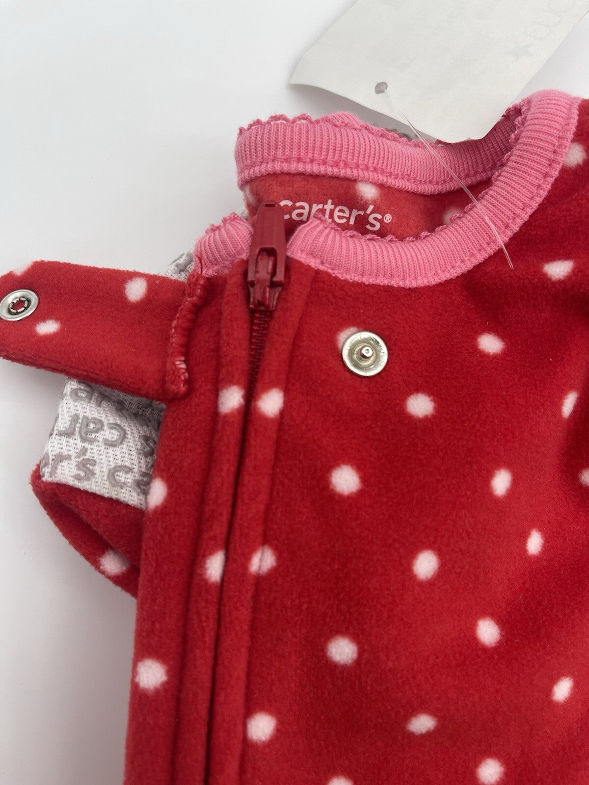 Carters 12Months Pink Sweater Reindeer Christmas Footed Fleece Pajama Girl