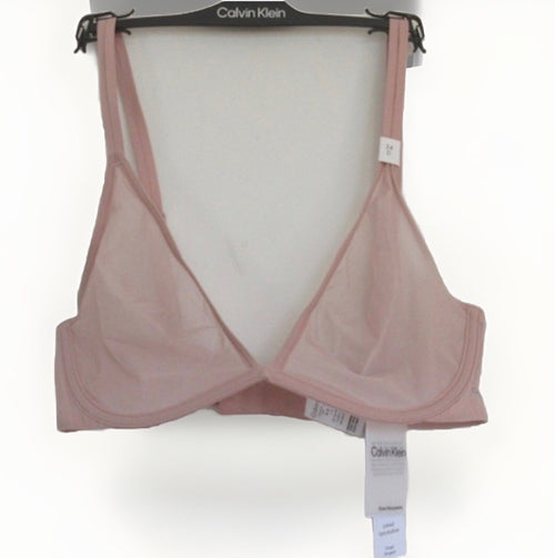 Calvin Klein Women's Sheer Marquisette Unlined Plunge Bra Beige 34C