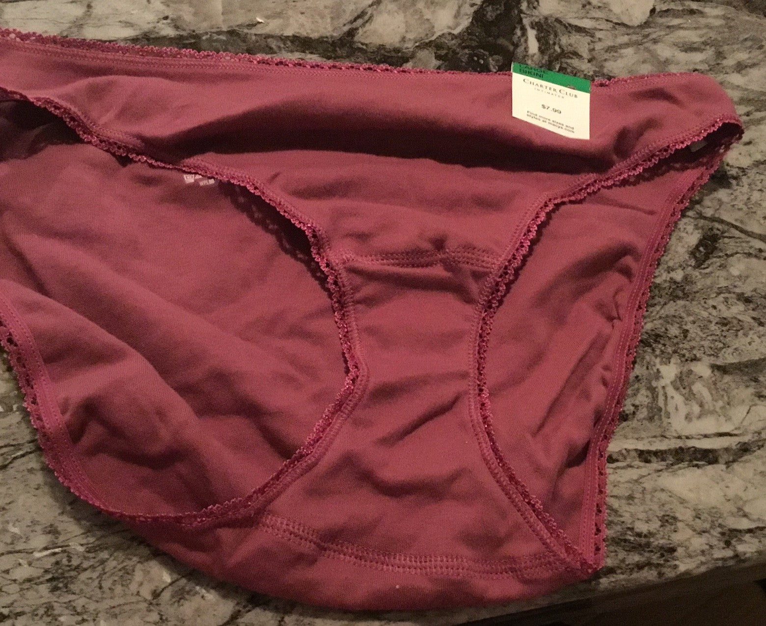 CHARTER CLUB Women's Bikini Underwear, Pink Berry Juice,  L,