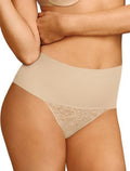 NWT Maidenform Tame Tummy Smoothing Waist Lace Thong Shapewear L Beige Size XL