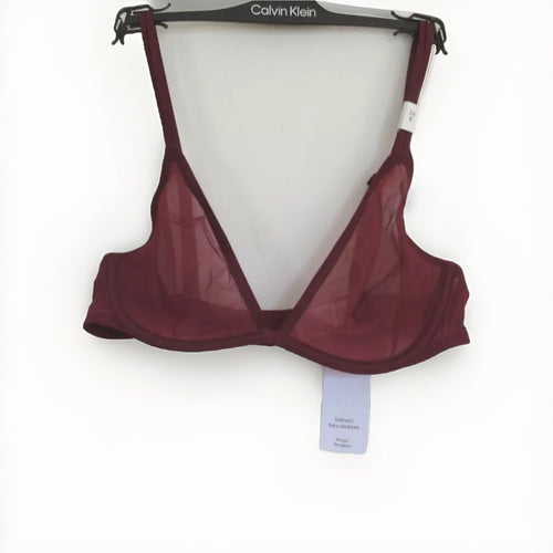 Calvin Klein CK Plunge See Through Bra Burgundy ( 32B