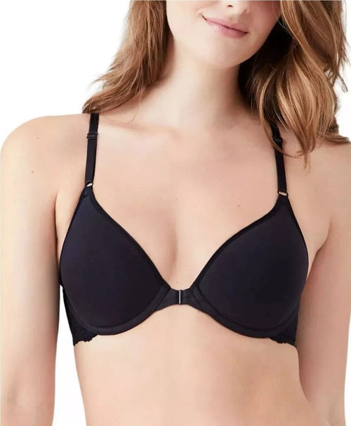 b.tempt'd by Wacoal Inspired Eyelet Front Close Contour T-Shirt Bra, Black, 32DD