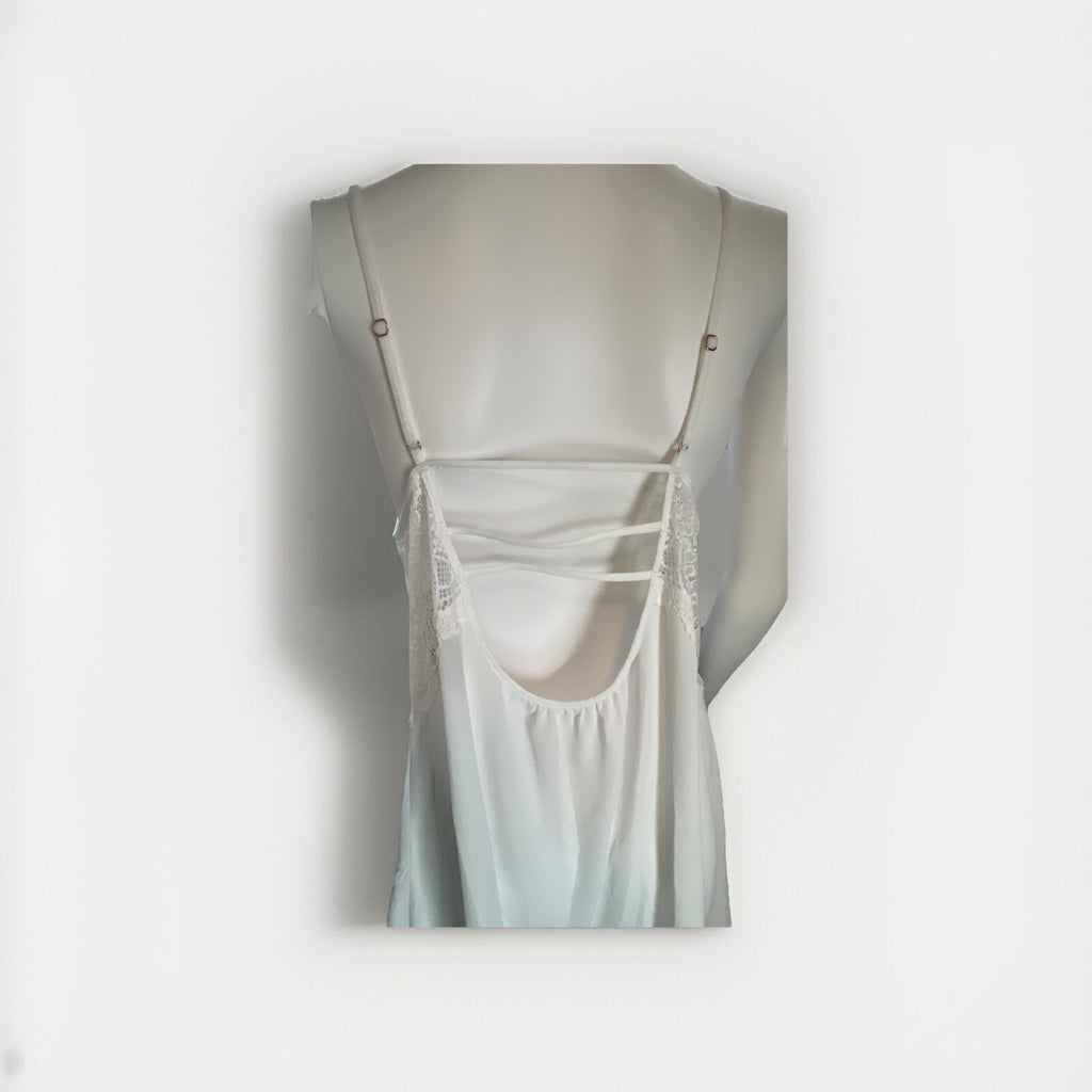 NWD INC Lace & Chiffon Nightgown Lingerie White LX