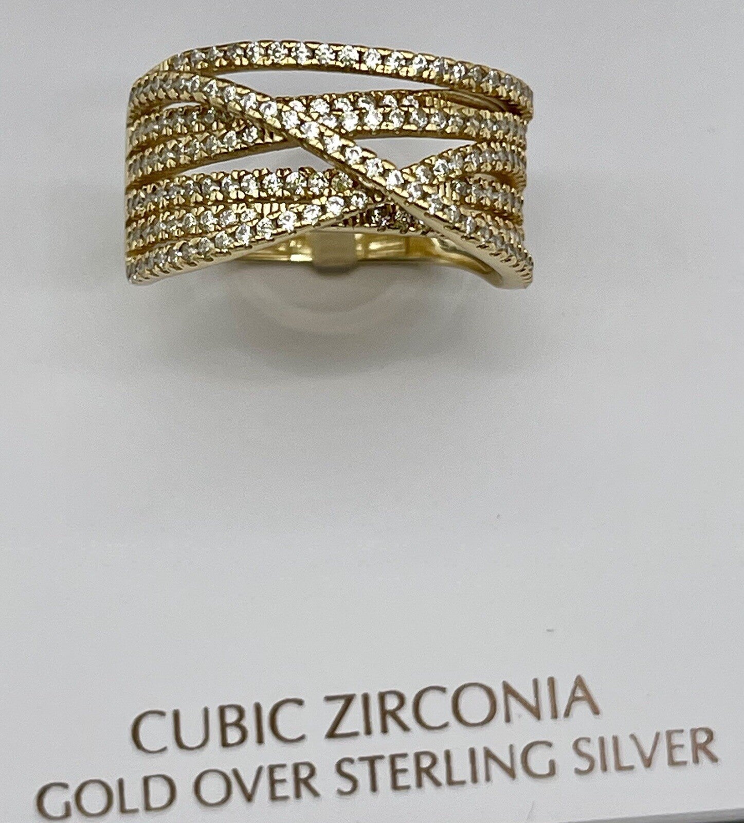 Giani Bernini Cubic Zirconia Crossover Statement Ring in 18k Gold over Silver, 8