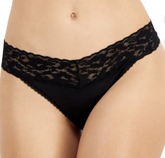 I.N.C. International Concepts Women's Lace-Trim Thong Underwear Black XL