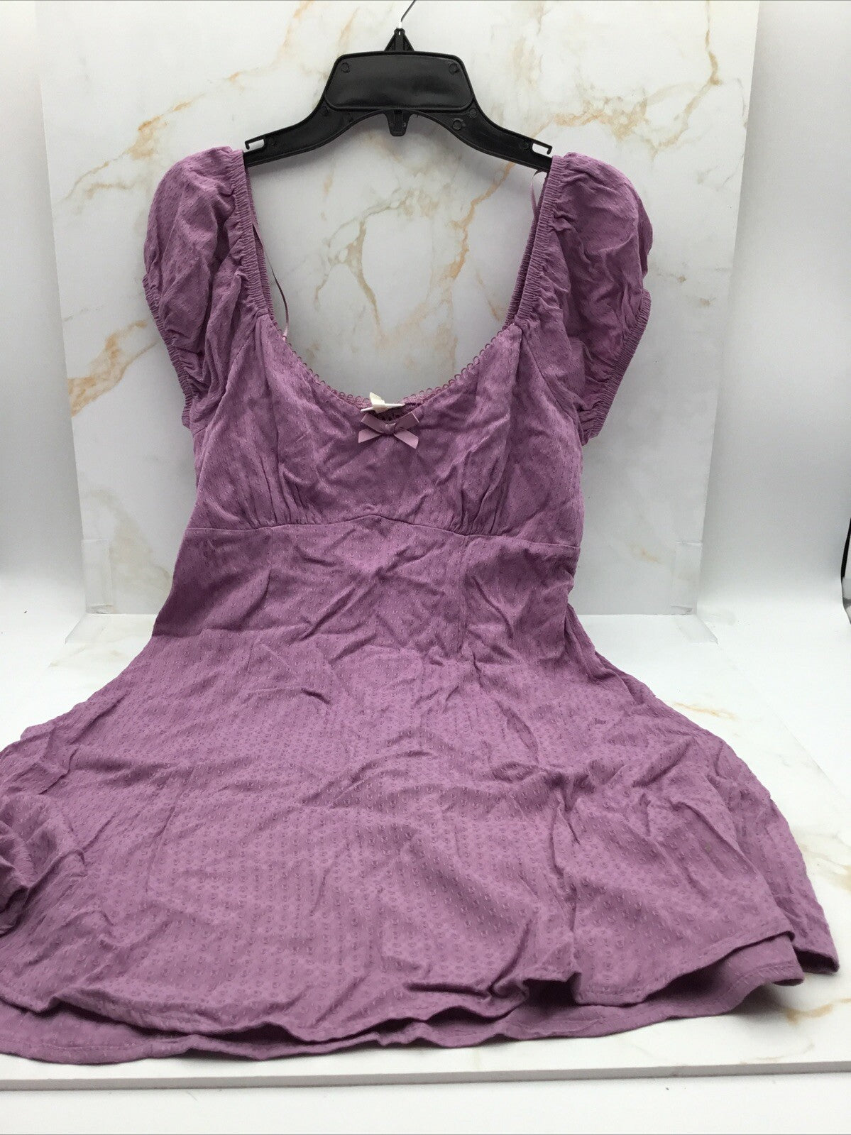 Self Esteem Juniors Textured Smocked Back Empire Waist Dress Purple Small