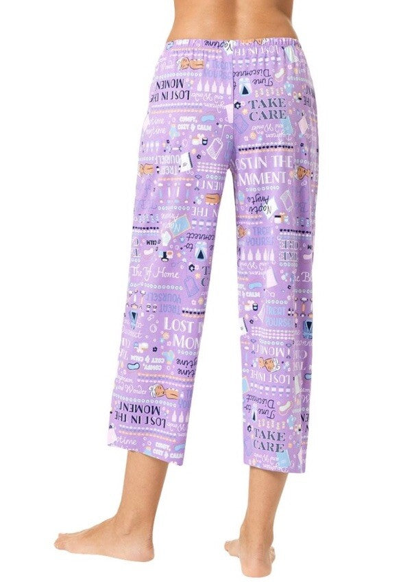 HUE Self Care Mantras PJ Capri - Bougainvillea (Purple Multi)  - SZ S