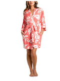 Linea Donatella Tropical Floral Print w/Pockets & Belt Womens Short Robe Size S