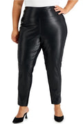 Calvin Klein Women's Black Faux Leather Front Leggings Pants Plus Size 2X