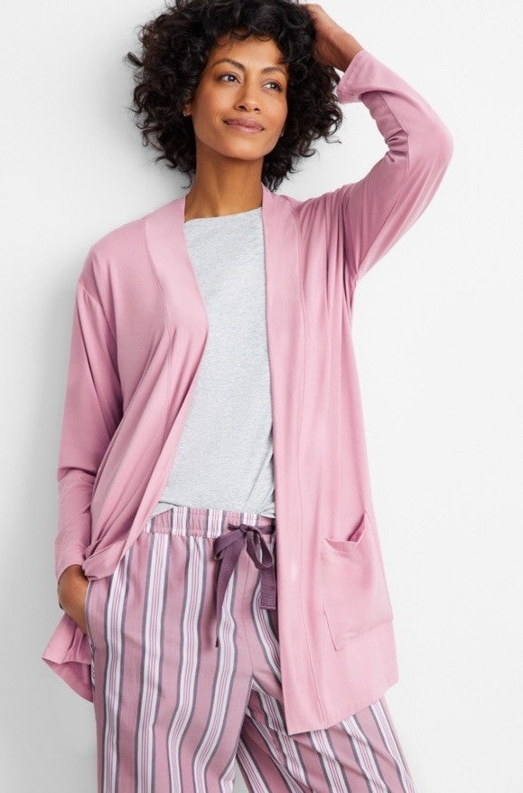 State of Day Women's Knit Open Front Cardigan Mauve Orchid L