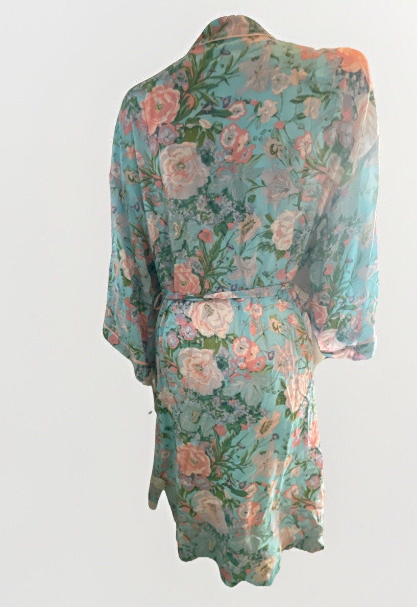 Sanctuary Women's Floral 3/4-Sleeve Wrap Robe Size XS