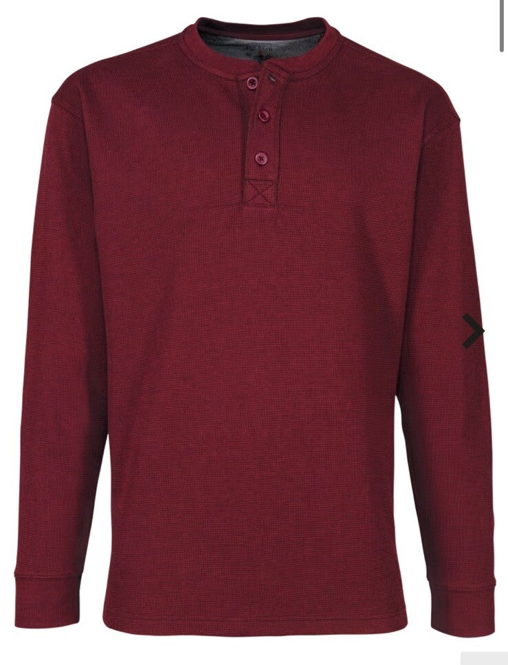 NWT Men's Members Mark Thermal Henley Small Wine Heather BRAND NEW!