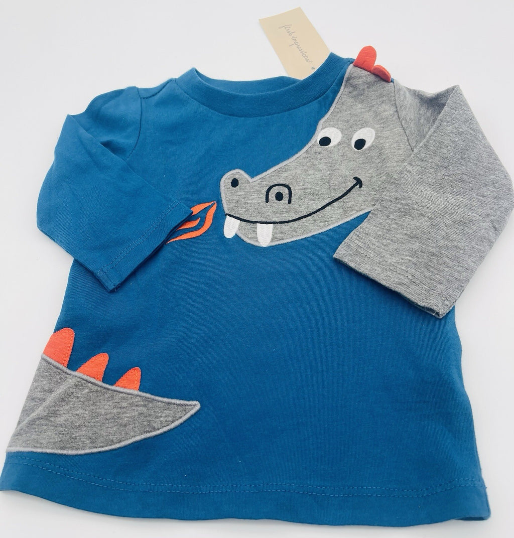 First Impressions Baby Boy's Dragon T-Shirt Blue Size 3-6Months