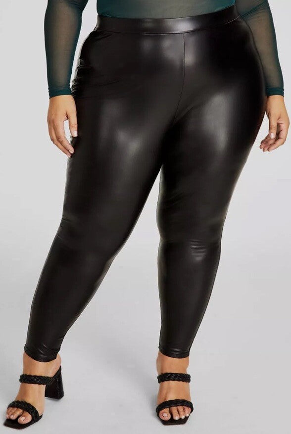 Nina Parker Womens Faux Leather Formal Skinny Leg Pants 3X