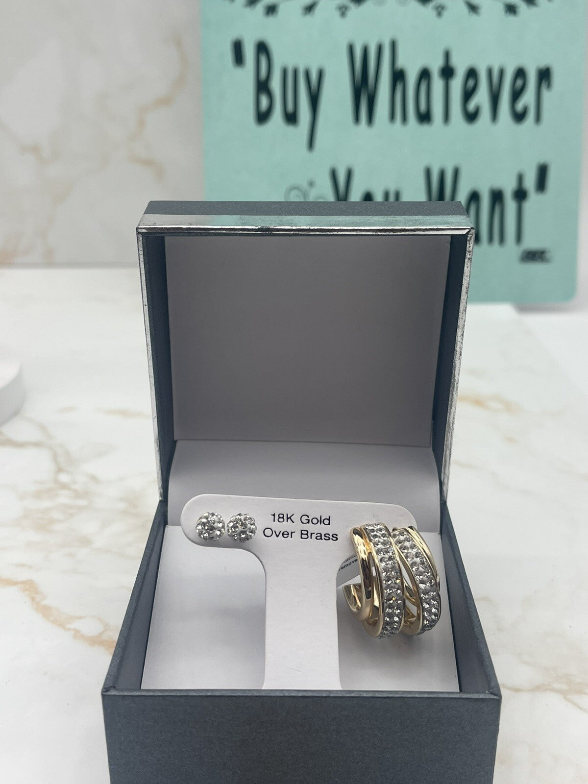 FINE SILVER PLATE BOXED EARRINGS CLEAR CRY GREEK