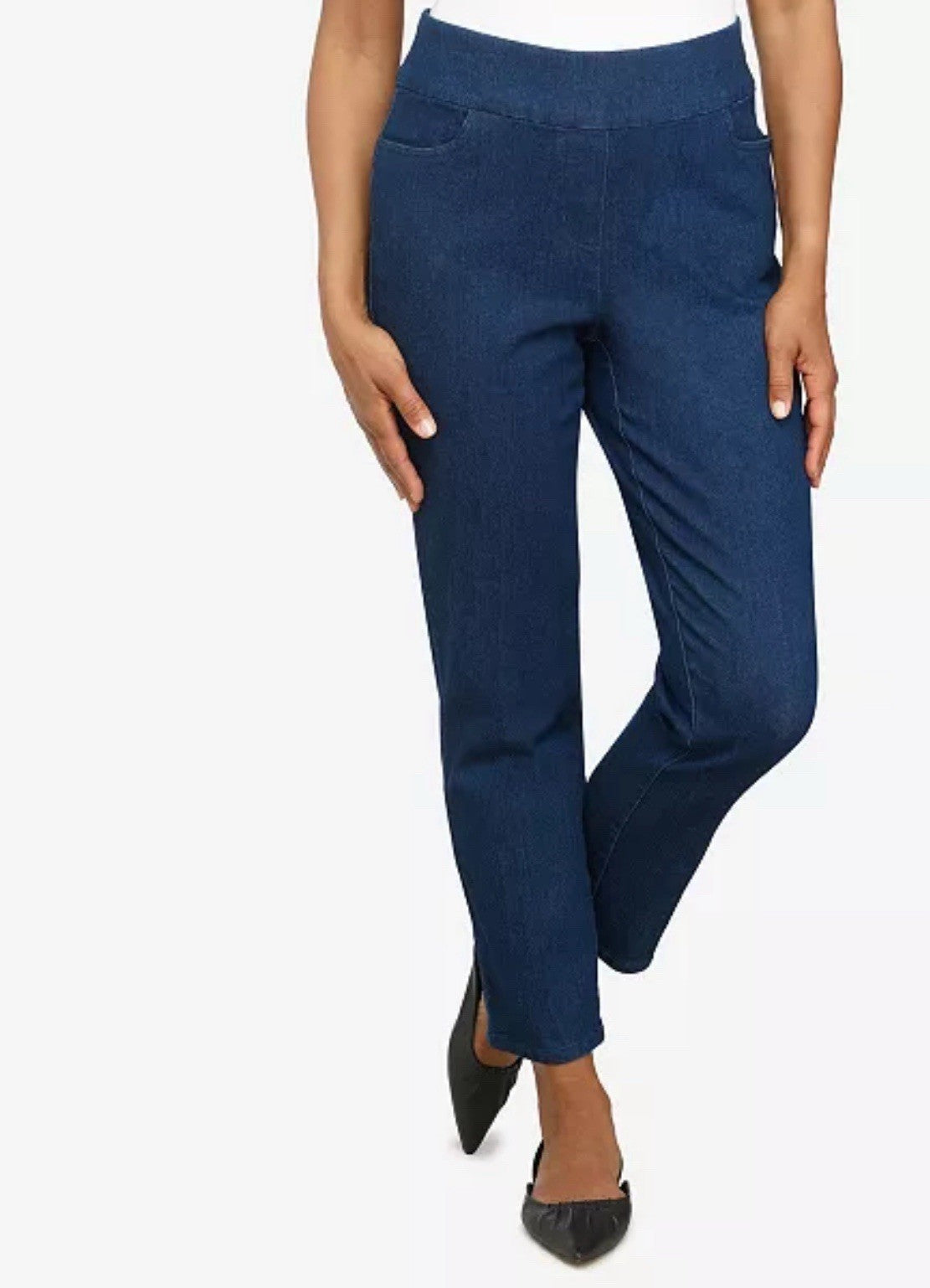 Alfred Dunner Petite Pants Womens Denim Stretch Straight Leg Pockets Casual  10P