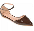 Journee Collection Women's Reba Ankle Strap Pointed Toe Flats Brown 8