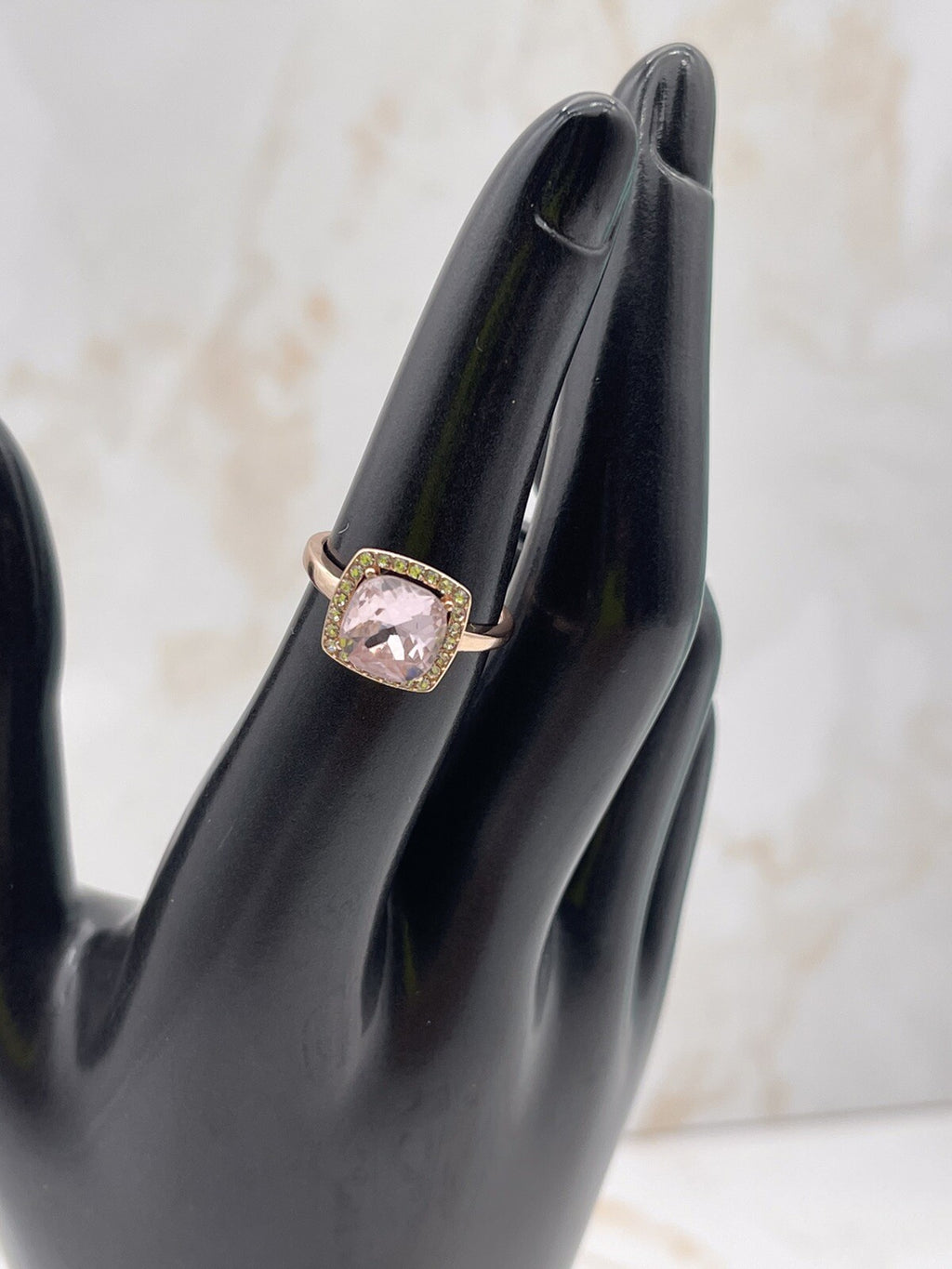 Charter Club Pavé Crystal Stone Square Halo 18K Rose Gold Plated Macys Size 6