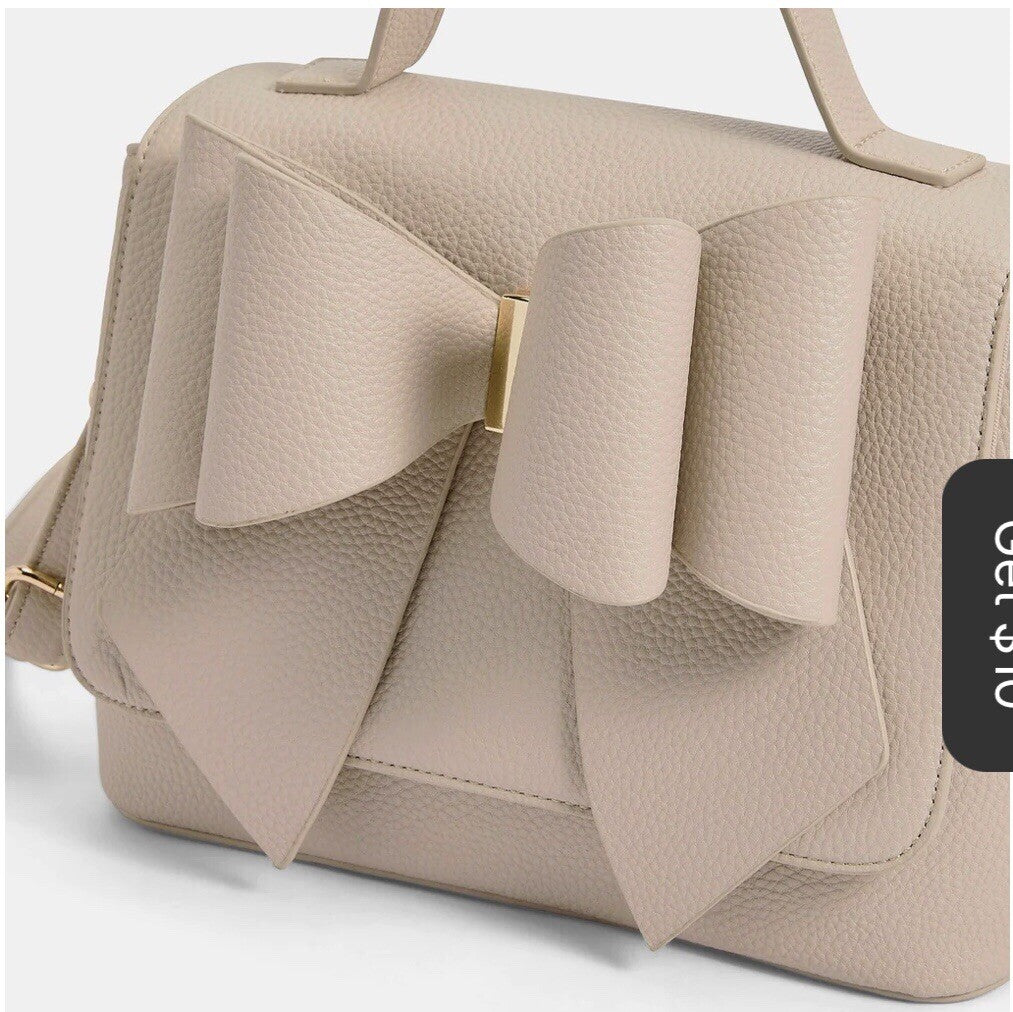Like Dreams Eva Double Bow Vegan Satchel Crossbody Bag Beige 