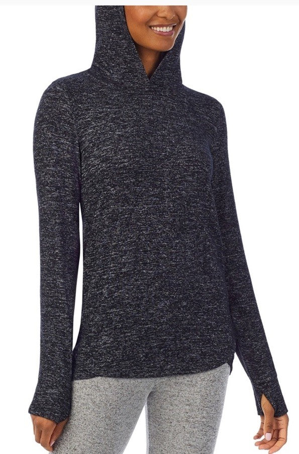 Cuddl Duds SoftKnit Long-Sleeve Tunic Hoodie Heather Charcoal L