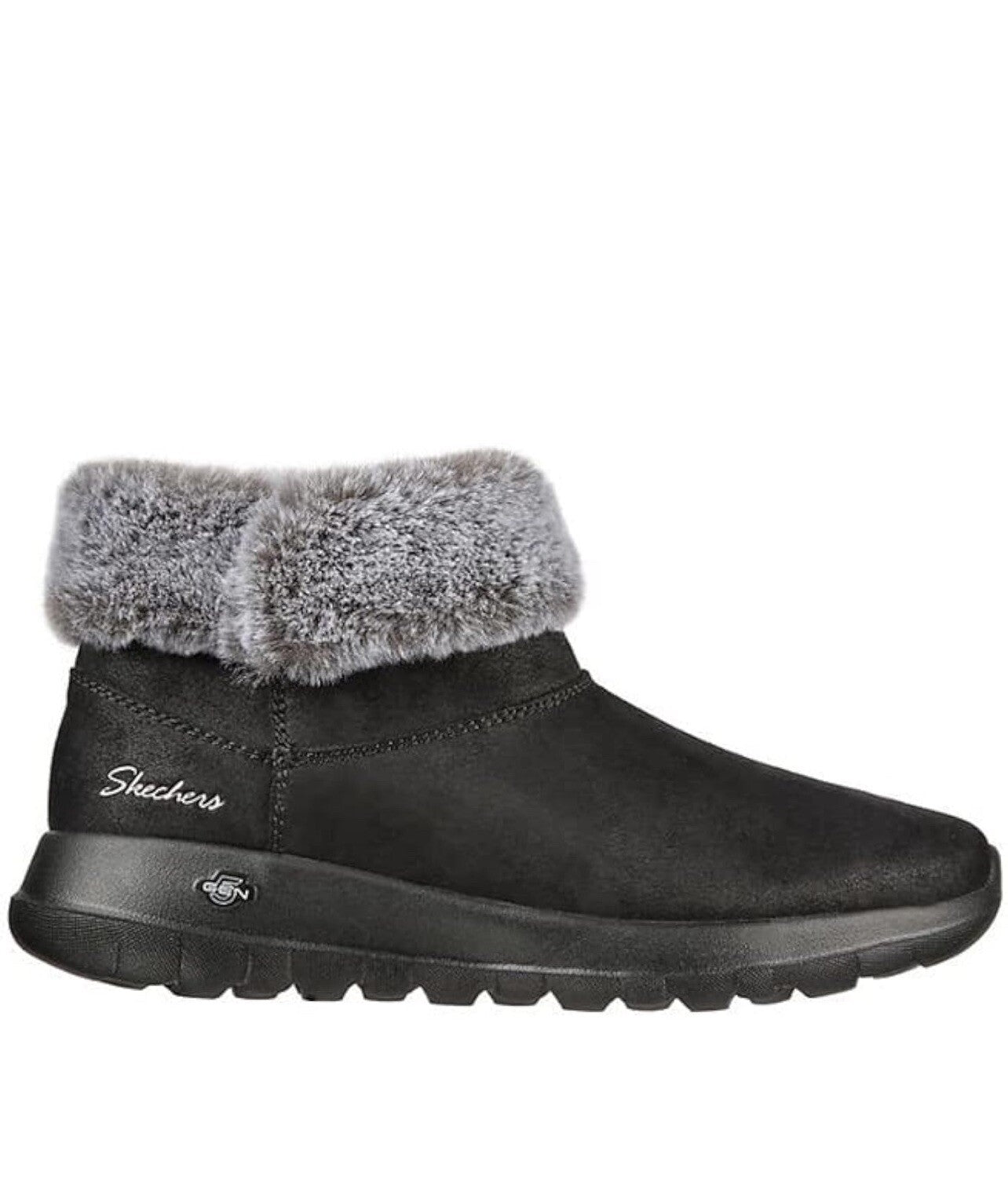 Skechers Womens Size 8 Boots Go Walk Air Cooled Goga Mat Black Walking Faux Fur