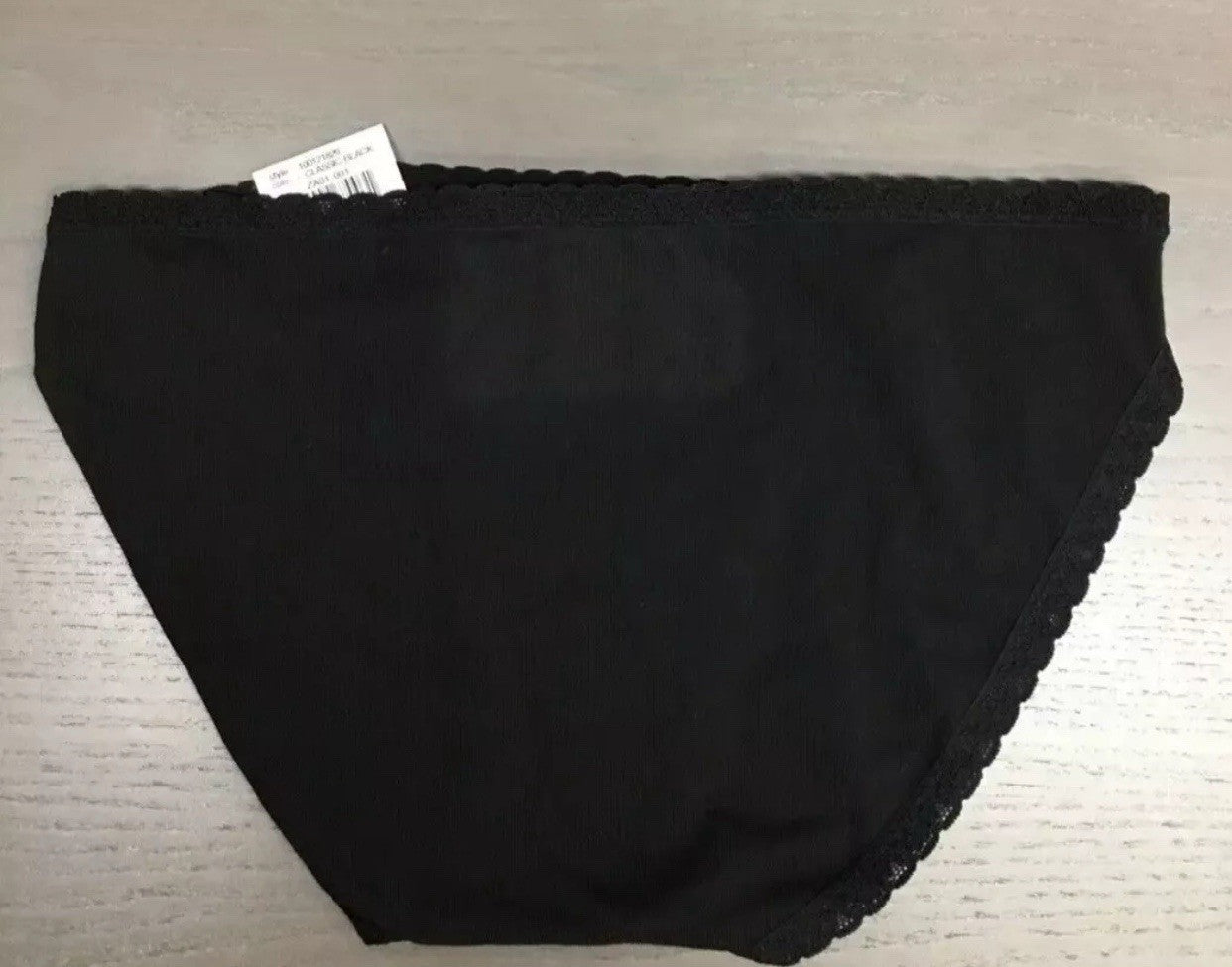JENNI Women’s Lace Trim Bikini Underwear, Black, Large