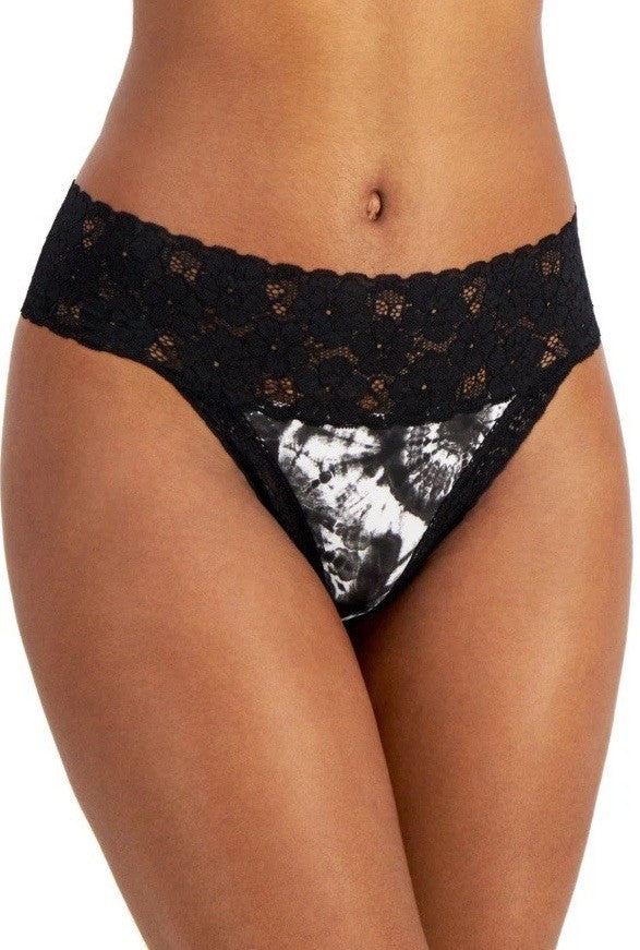 Jenni Women's Lace-Trim Thong Underwear,Pinwheel Tiedye, Medium