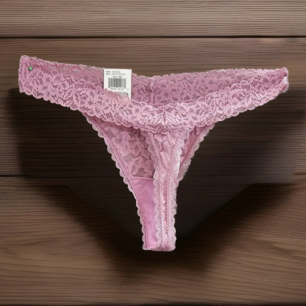 State of Day Women's Lace Thong Underwear Mauve Orchid L