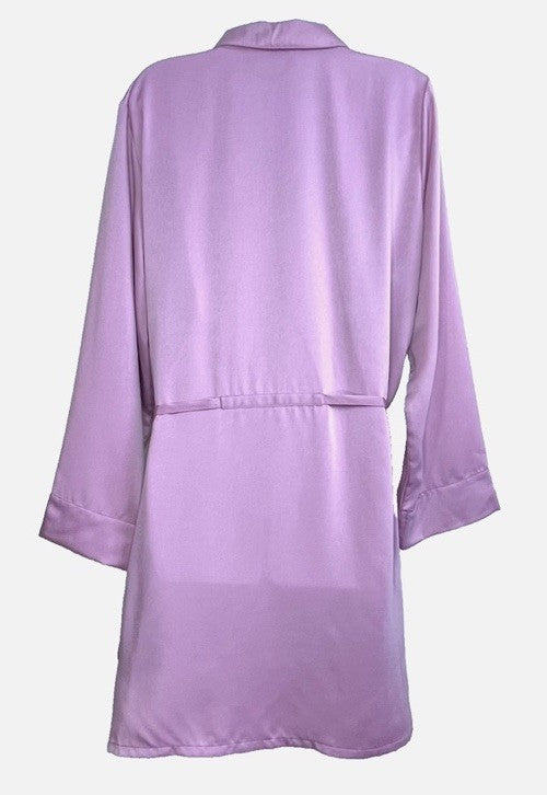 State of Day Crepe De Chine Self-Tie Robe Women's L Mauve Orchid Long Sleeve