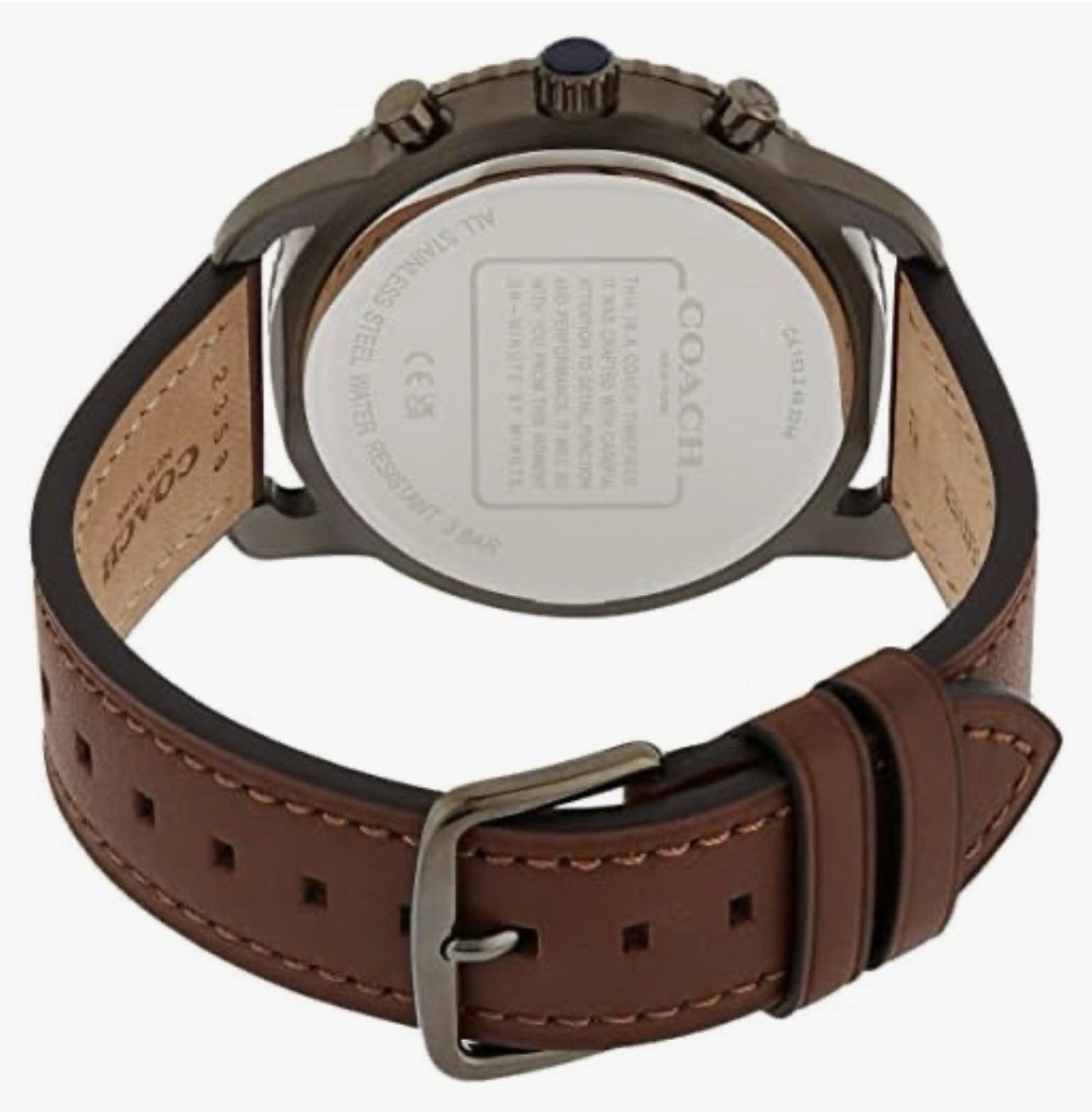 NEW Coach Mens Cruiser Black Dial Saddle Leather Band Chronograph Watch 14602612