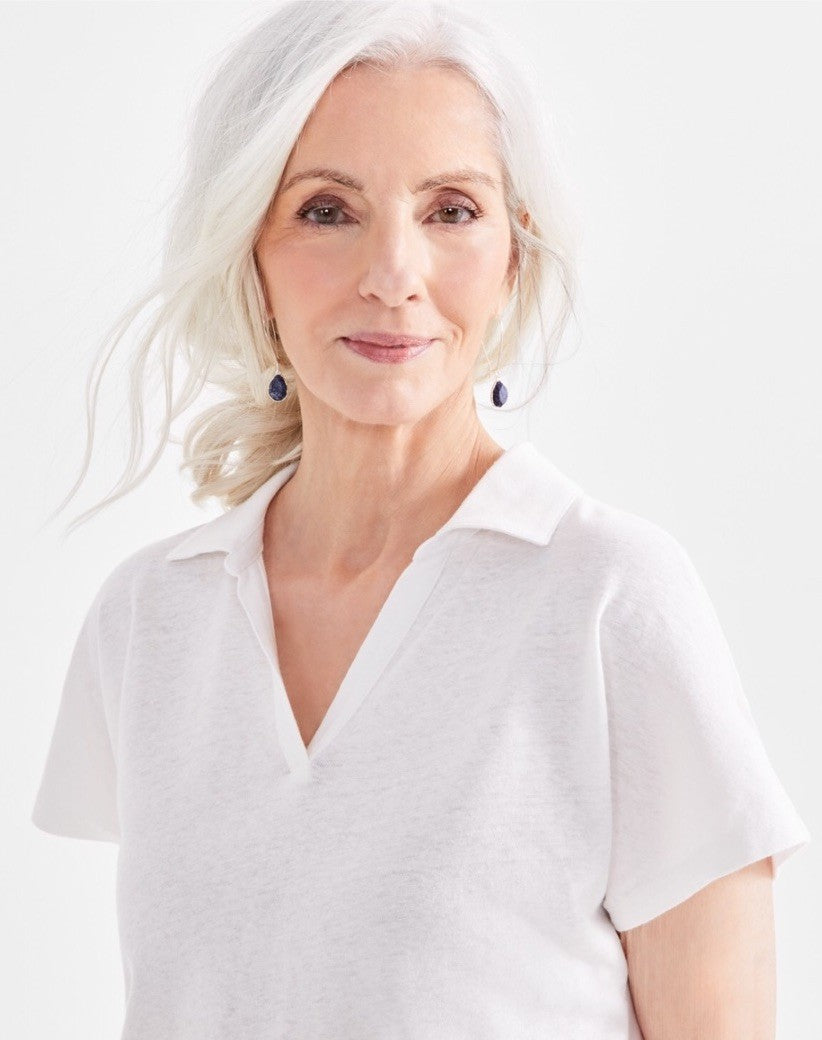Style & Co Petite Linen-Blend Polo Shitake PL