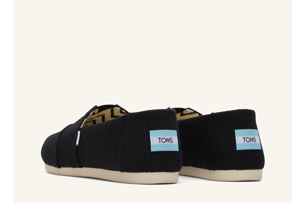 Women's Toms Alpargata Black/Black Recycled Cotton Canvas  100% Original Brand