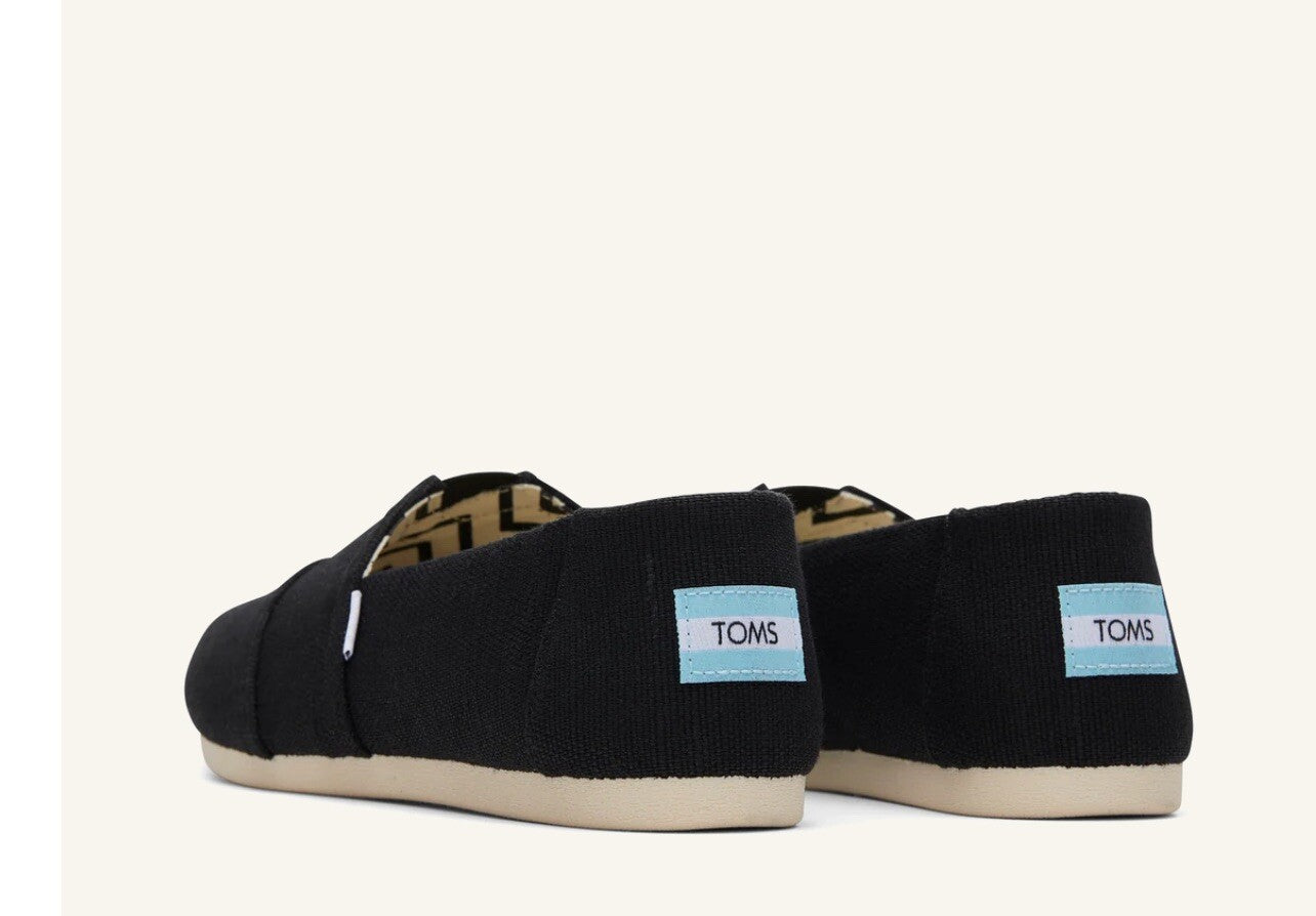 Women's Toms Alpargata Black/Black Recycled Cotton Canvas  100% Original Brand
