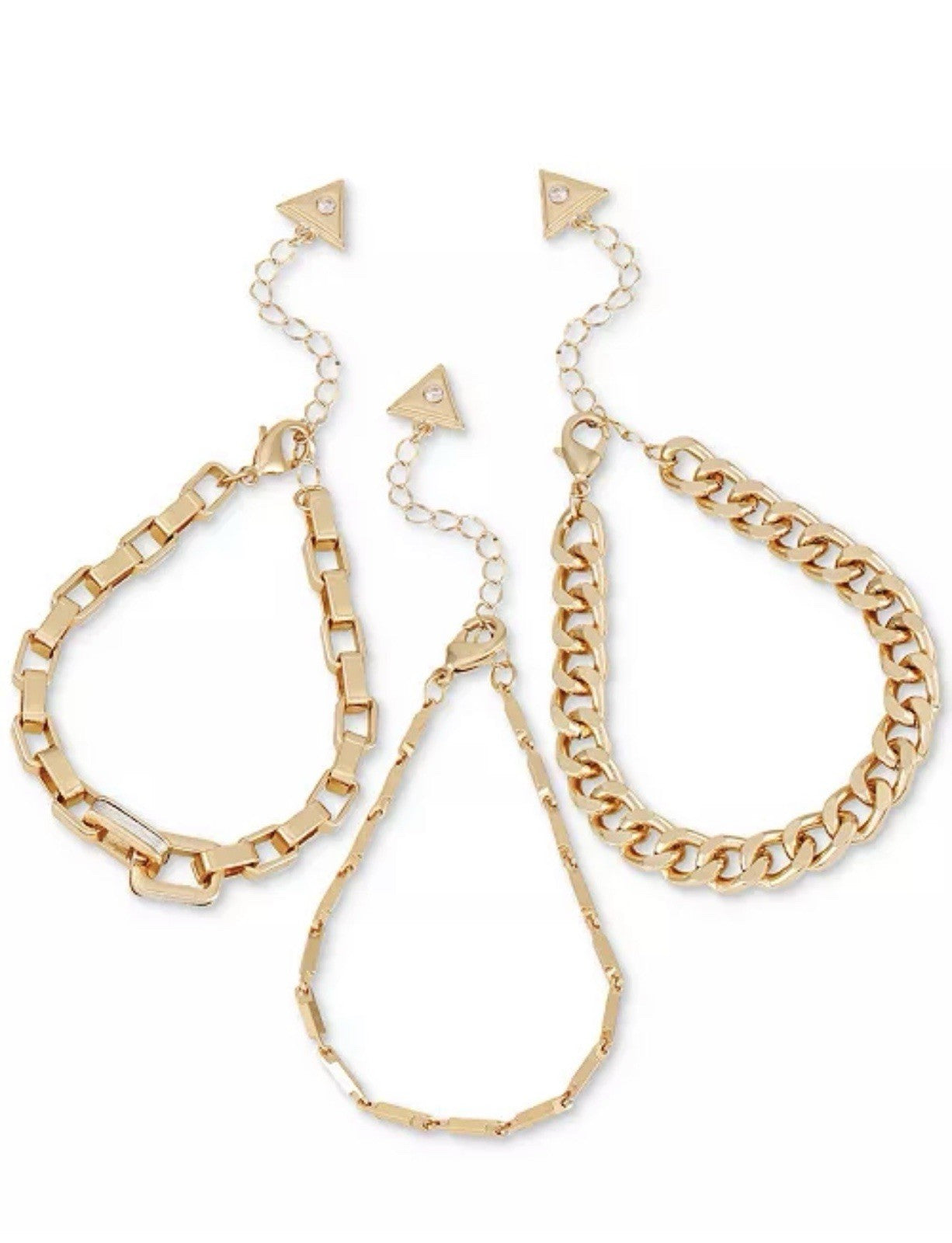 Guess Gold-Tone 3- Pc. Set Link Bracelets - Gold Champagne Set of Line Bracelets